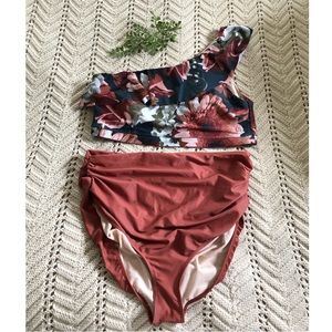 Albion Fit Messina Icon Wave Crop Swim Top & Bottom Set Size XL